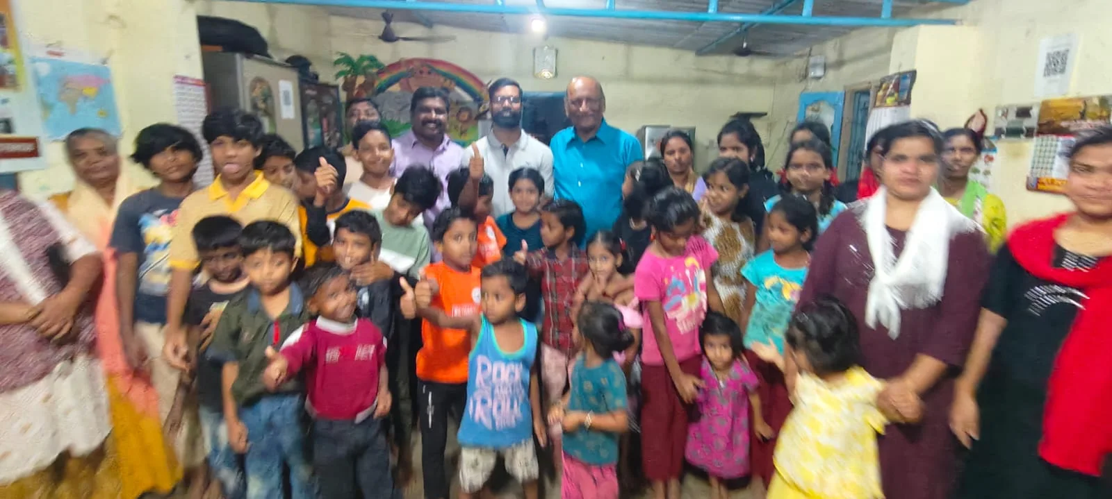 Abel Govender visiting children and ministry workers in India