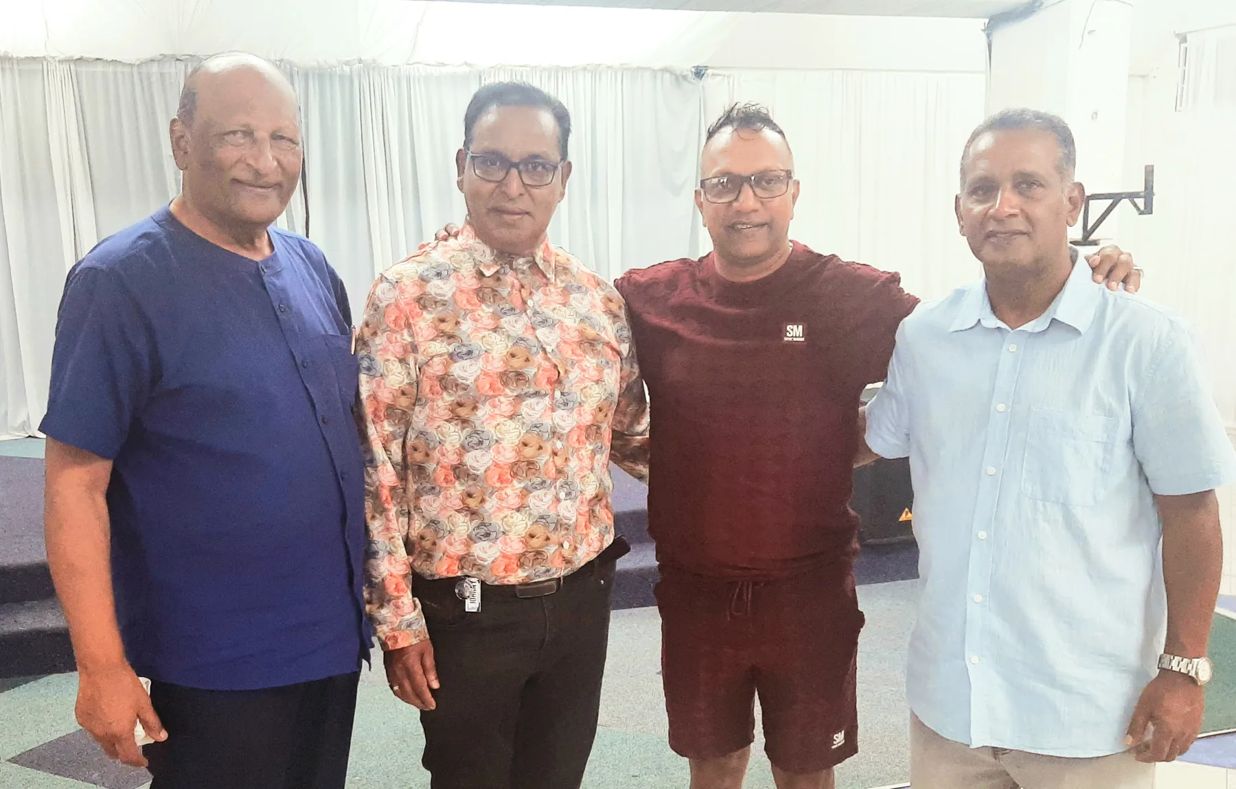 Abel Govender with pastors in Mauritius
