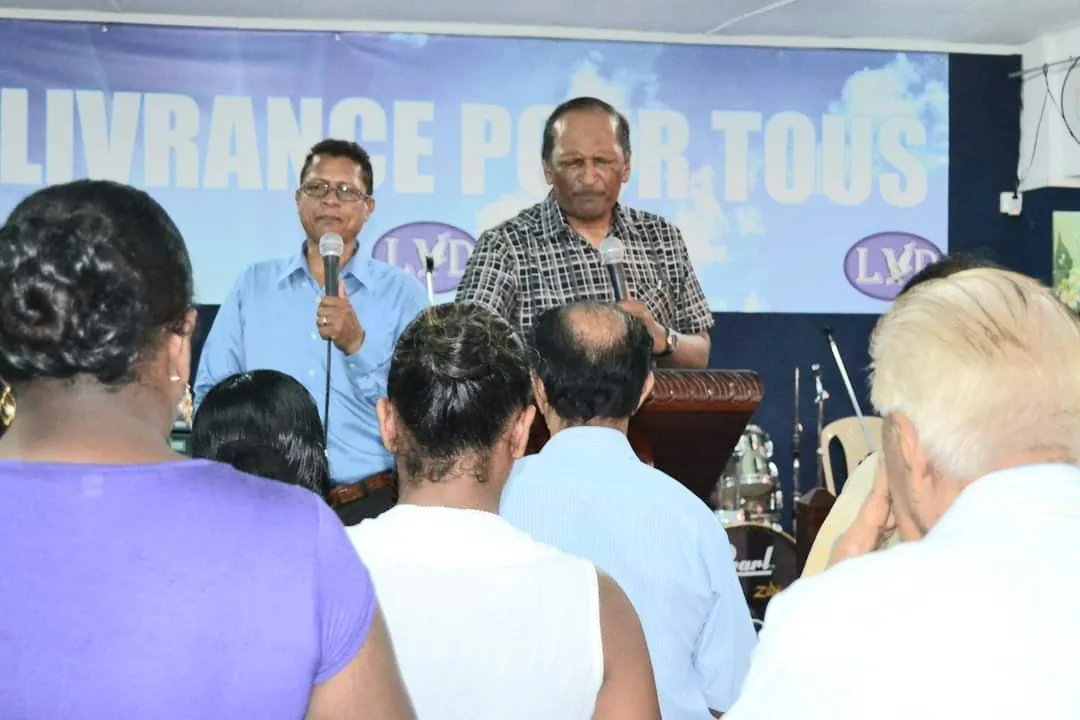A congregation gathered for a service in Mauritius