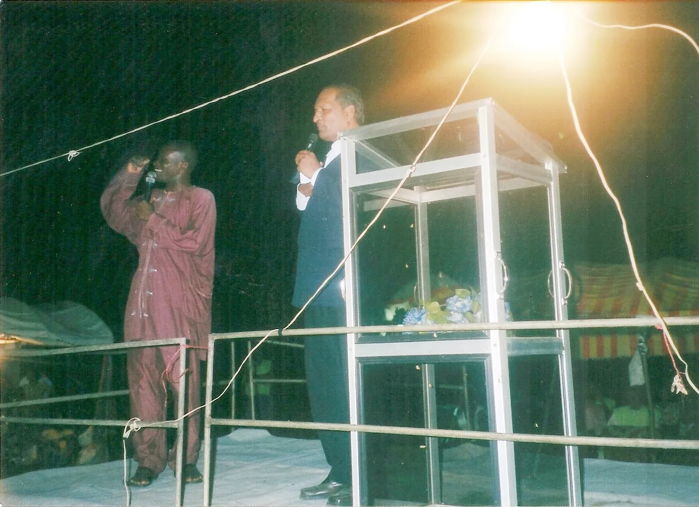 Abel Govender preaching at an open-air meeting in Nigeria