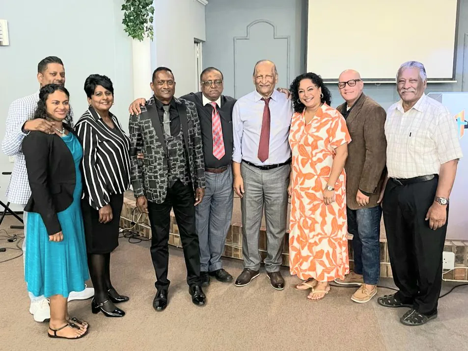 Abel Govender with ministry leaders at a South African gathering