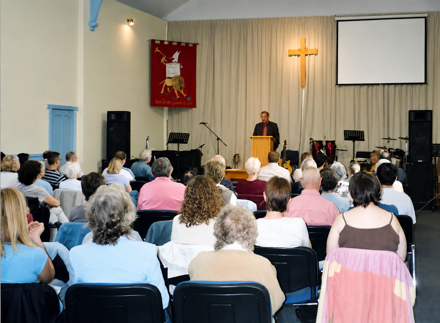 Abel Govender preaching at a church in Newcastle upon Tyne